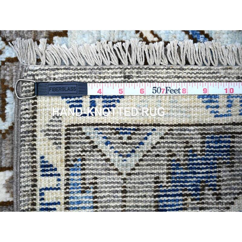 Mason Gray Anatolian Village Inspired with Geometric Design Natural Dyes Soft Wool Pile Hand